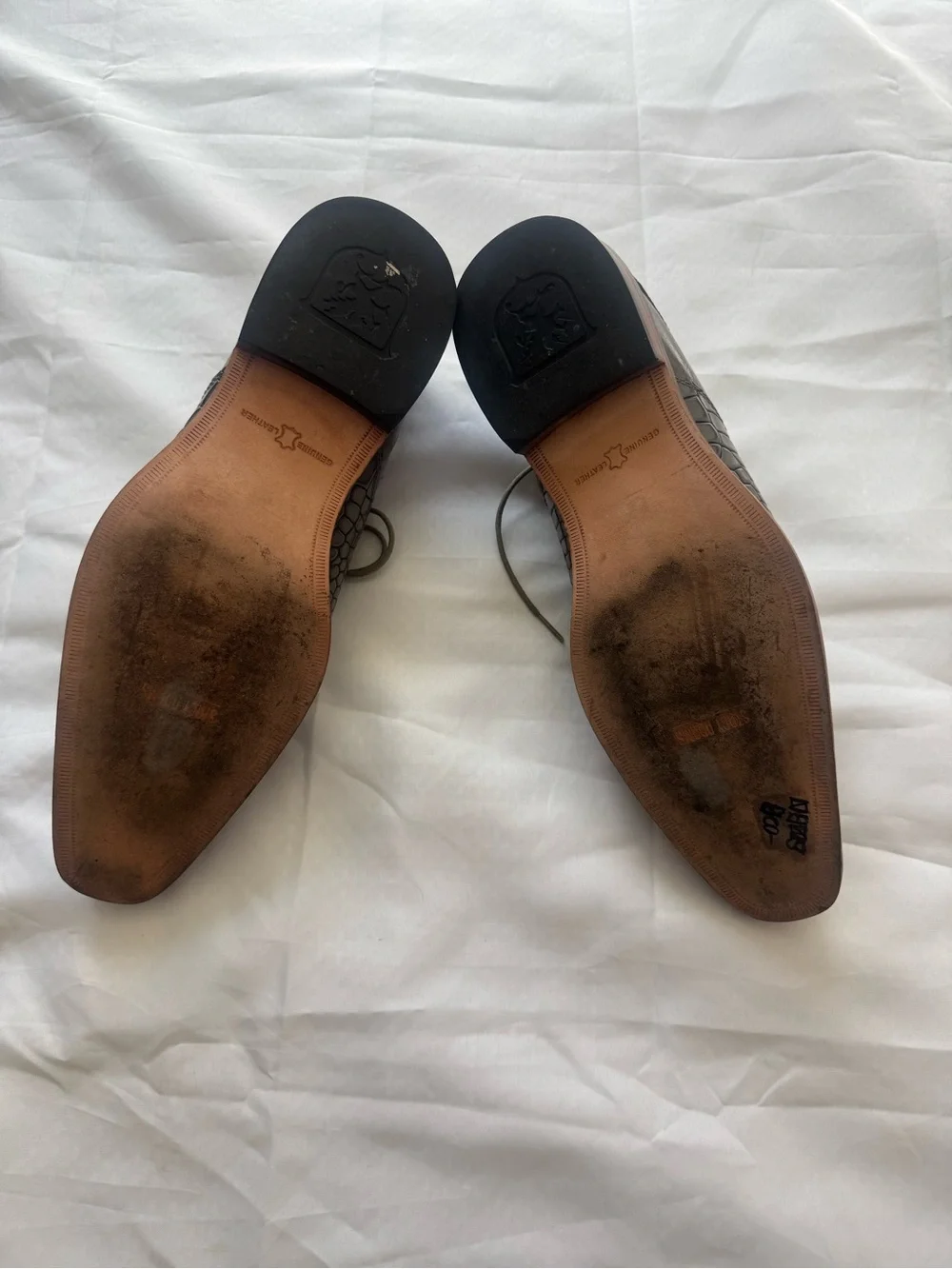 Stacy Adams Brown Croc-Embossed Lace-Up Dress Oxfords